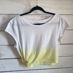 Free People Movement Hold It Down Dip Dye tee yellow/white size small